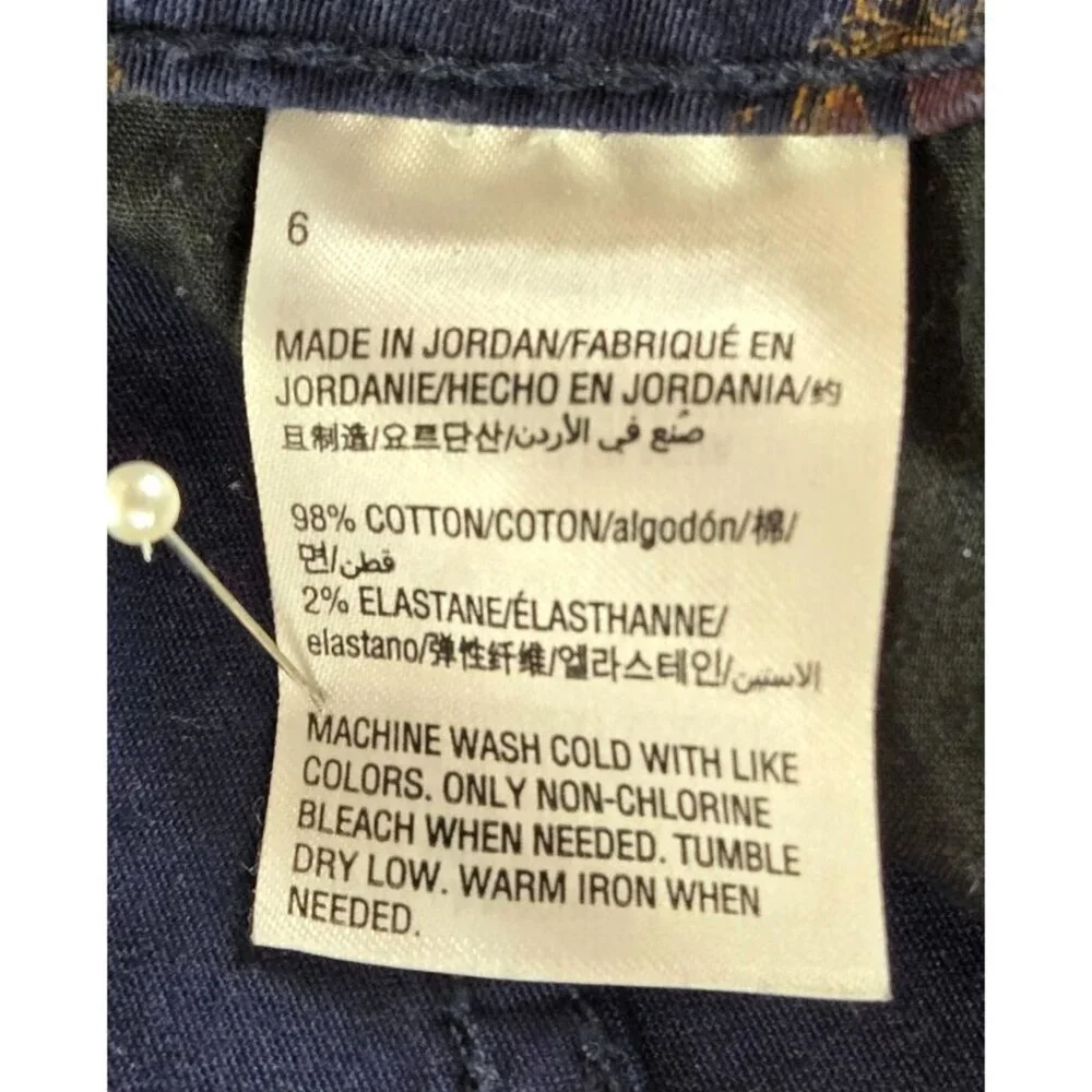 Charter Club Lexington Straight Leg Jeans 6 Navy Blue Preppy Family Crest Ankle